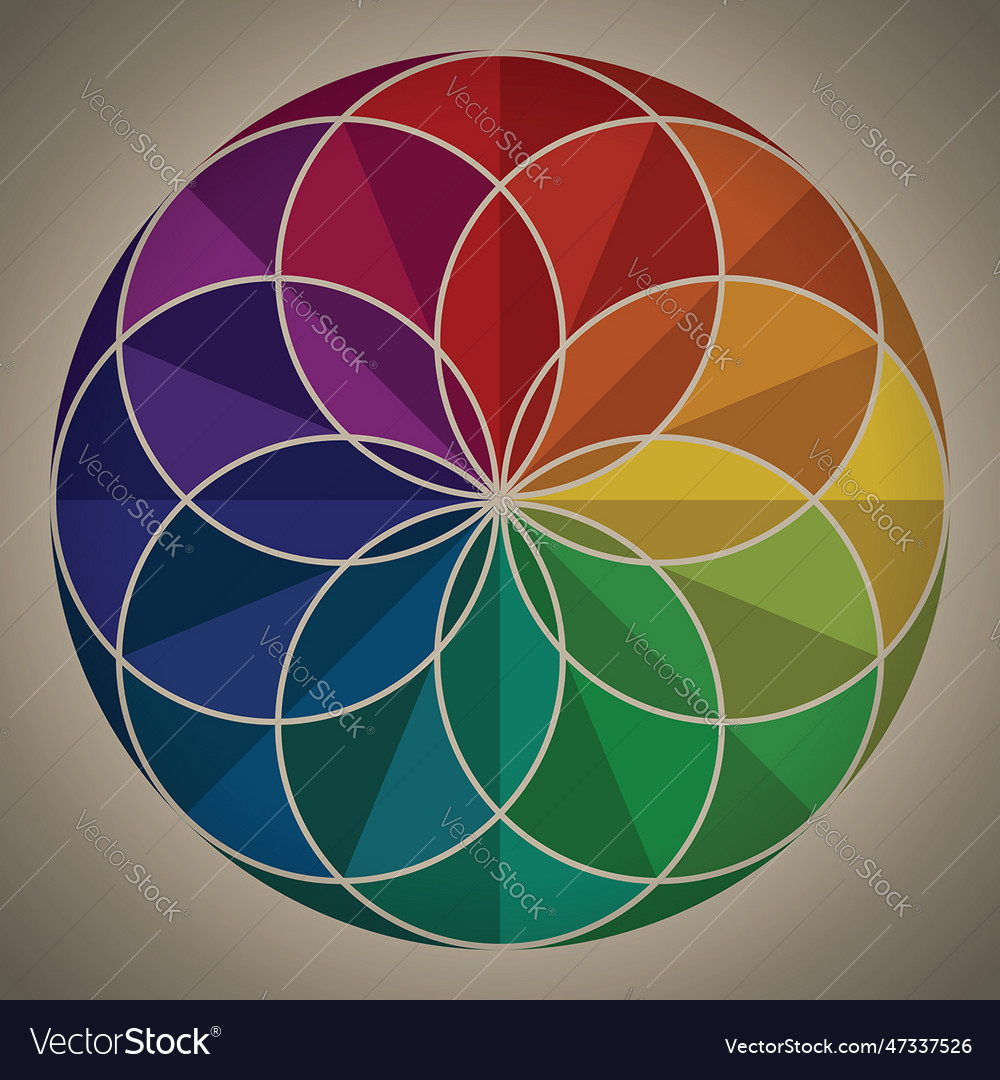 Flower pattern circle shape rainbow retro style vector image Flower pattern circle shape rainbow retro style