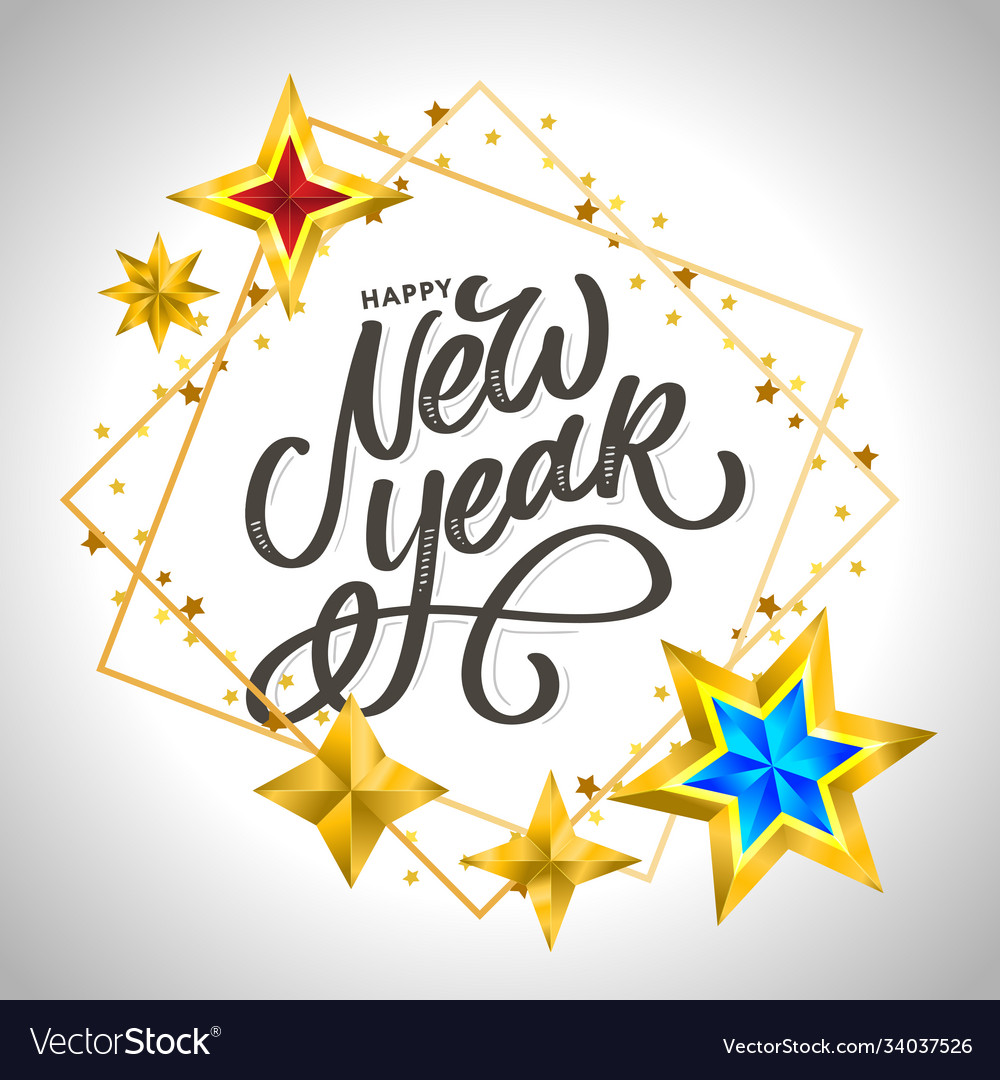 Happy new year 2020 lettering composition Vector Image