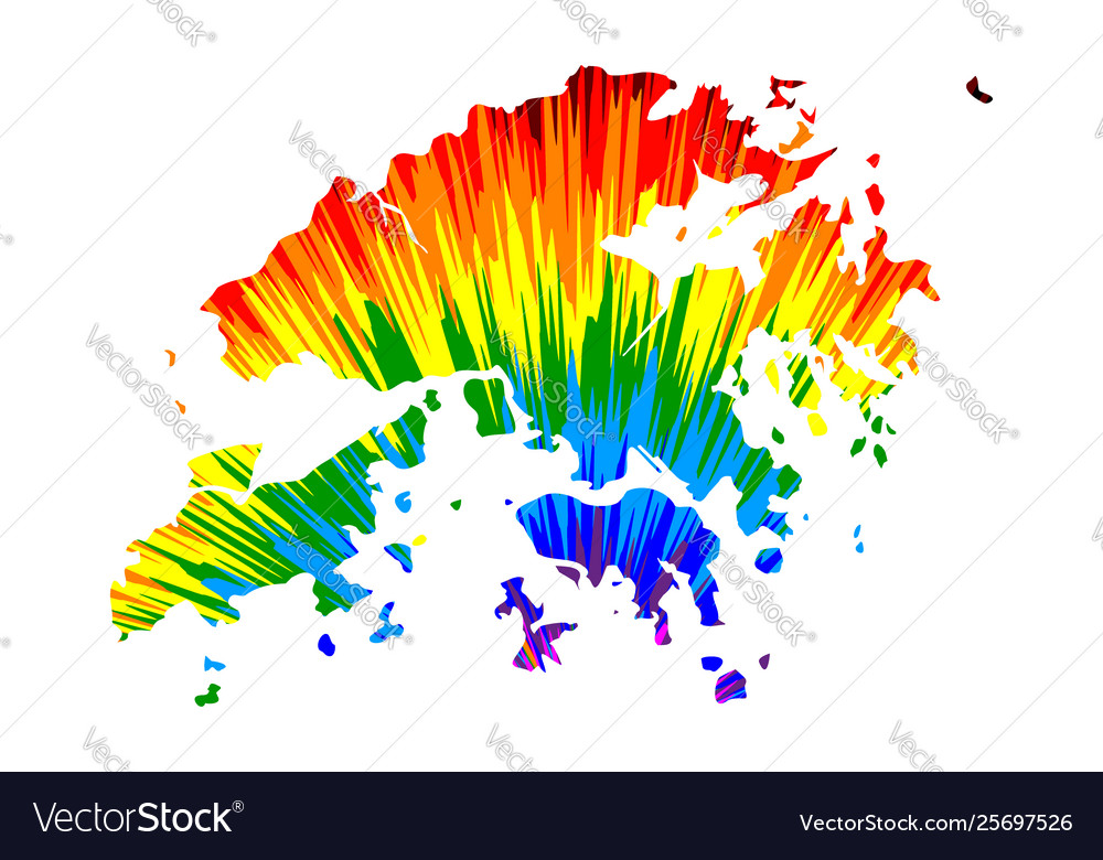 Hong kong - map is designed rainbow abstract vector image Hong kong - map is designed rainbow abstract
