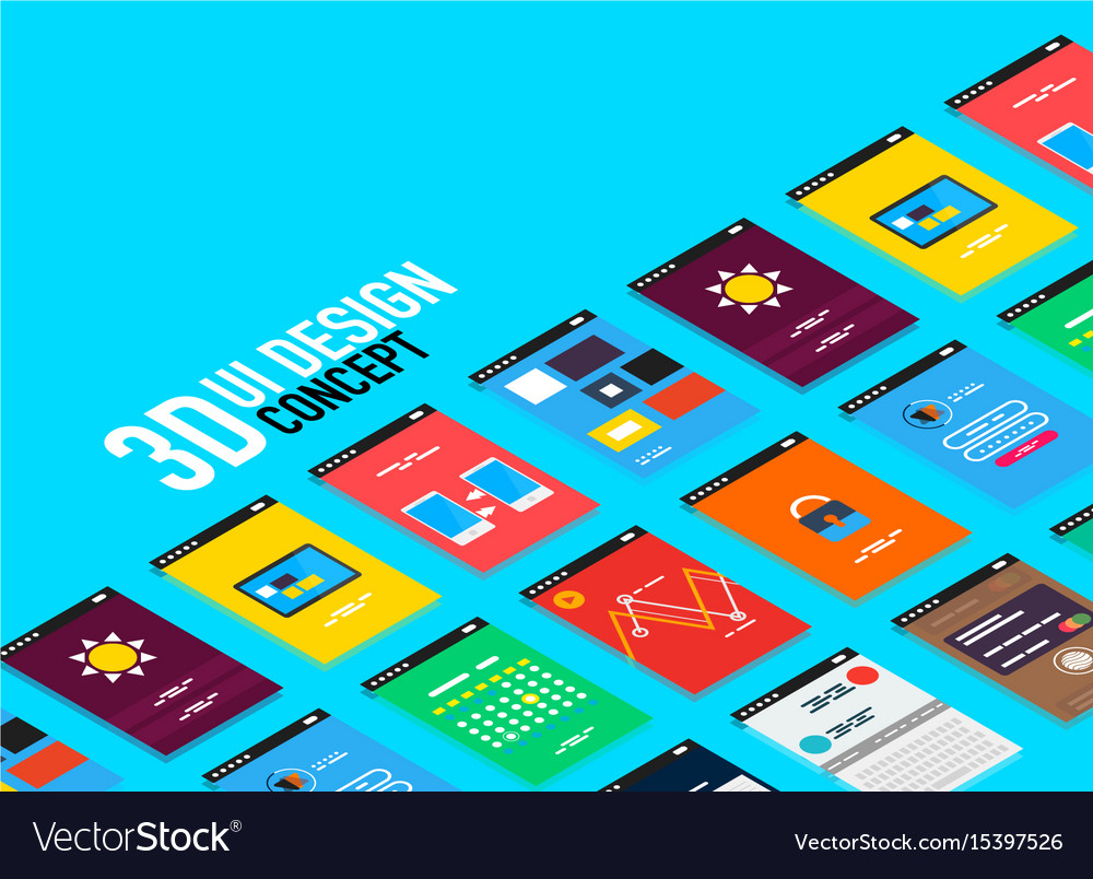 Isometric mobile app ui design concept