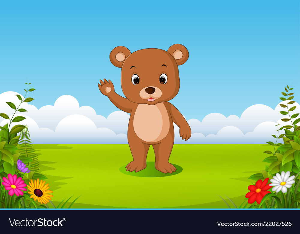 Skov Manager Umulig Natural view with a little brown bear Royalty Free Vector