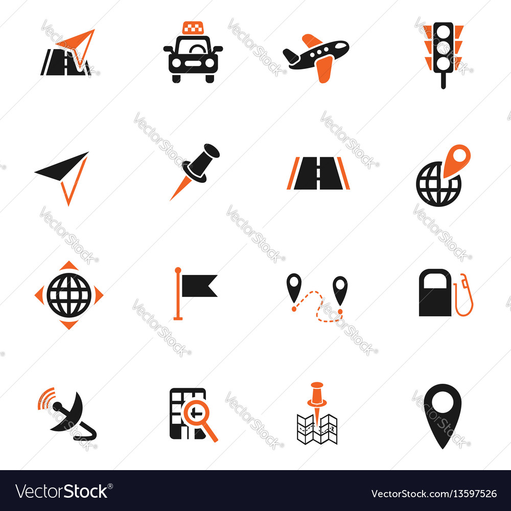 Navigation transport map icon set