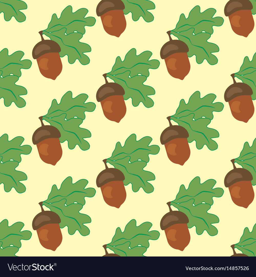 Oak leaf and acorn seamless pattern