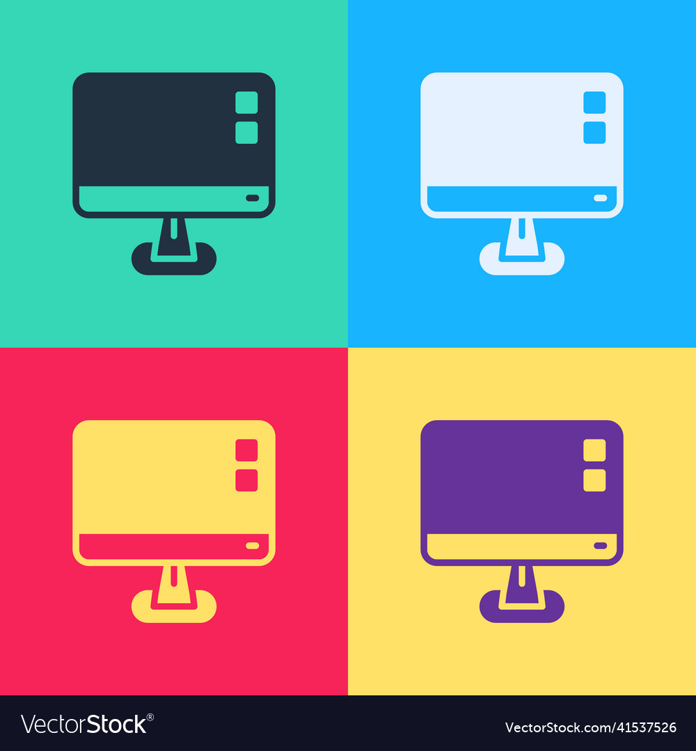 Pop art computer monitor screen icon isolated vector image Pop art computer monitor screen icon isolated