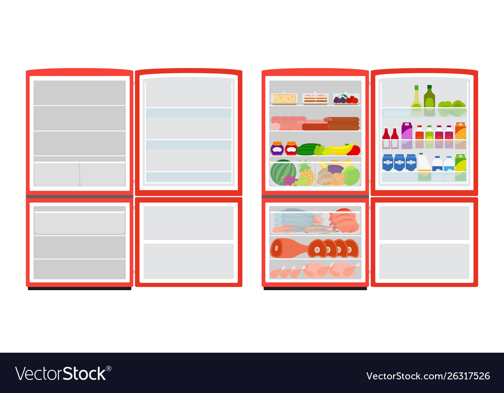 Red Refrigerator - Full & Empty