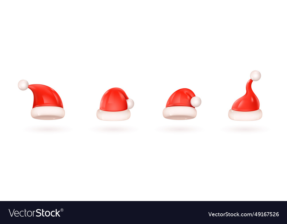 Render santa hats 3d claus cap modern traditional