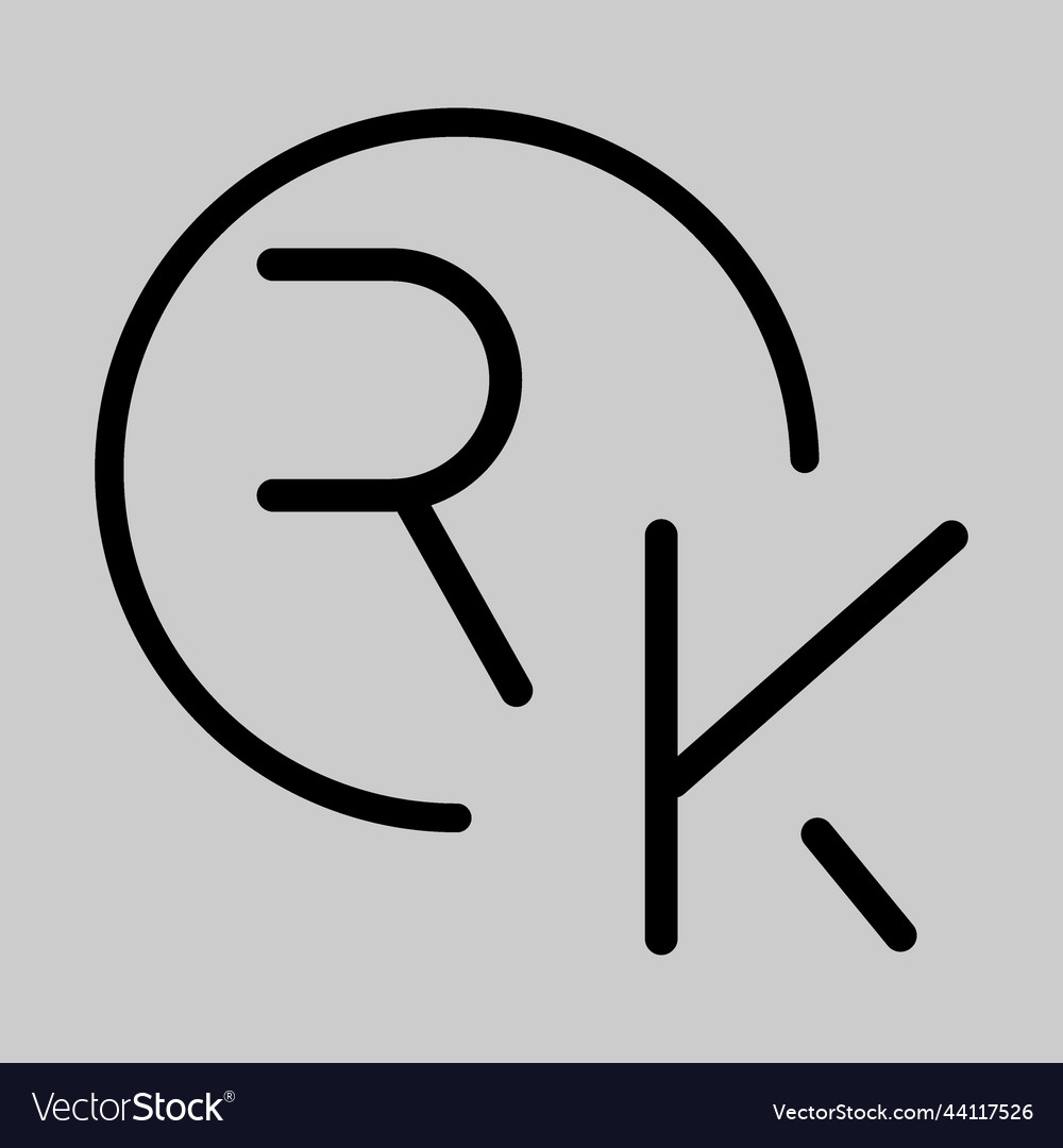 Rk monogram logo letter linked circle simple vector image Rk monogram logo letter linked circle simple