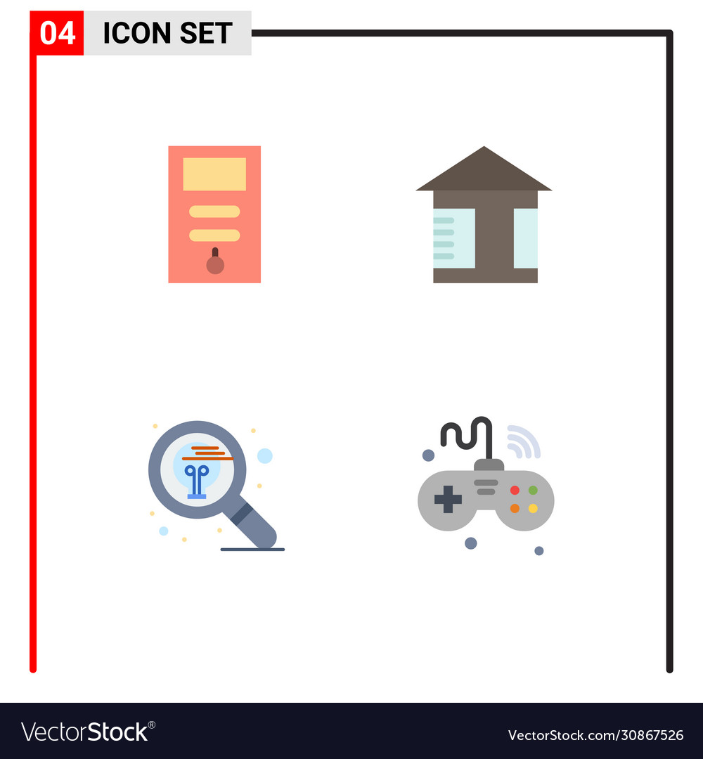 Set 4 flat icons on grid for computer idea