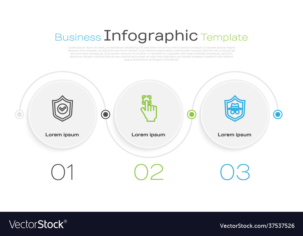 Set line shield with check mark fingerprint Vector Image Set line shield with check mark fingerprint