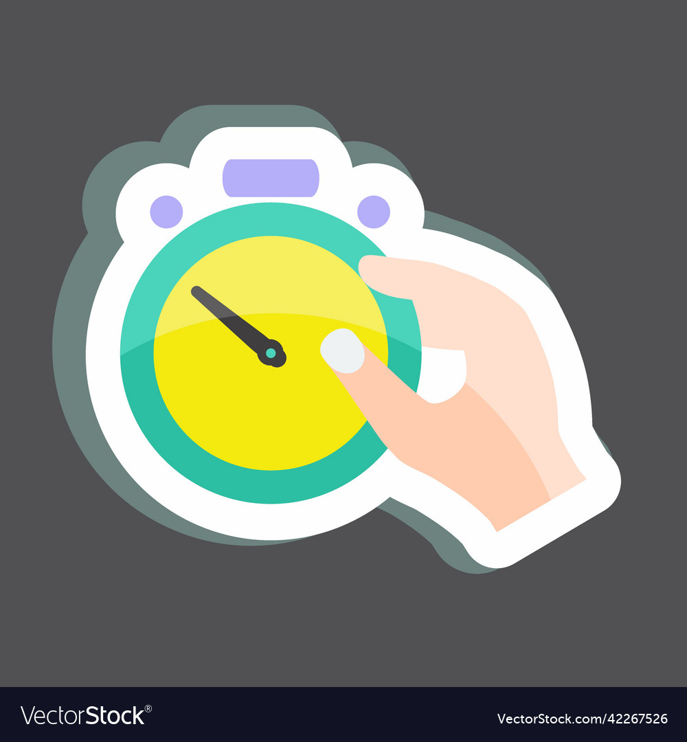 Sticker holding stopwatch suitable for hand vector image Sticker holding stopwatch suitable for hand