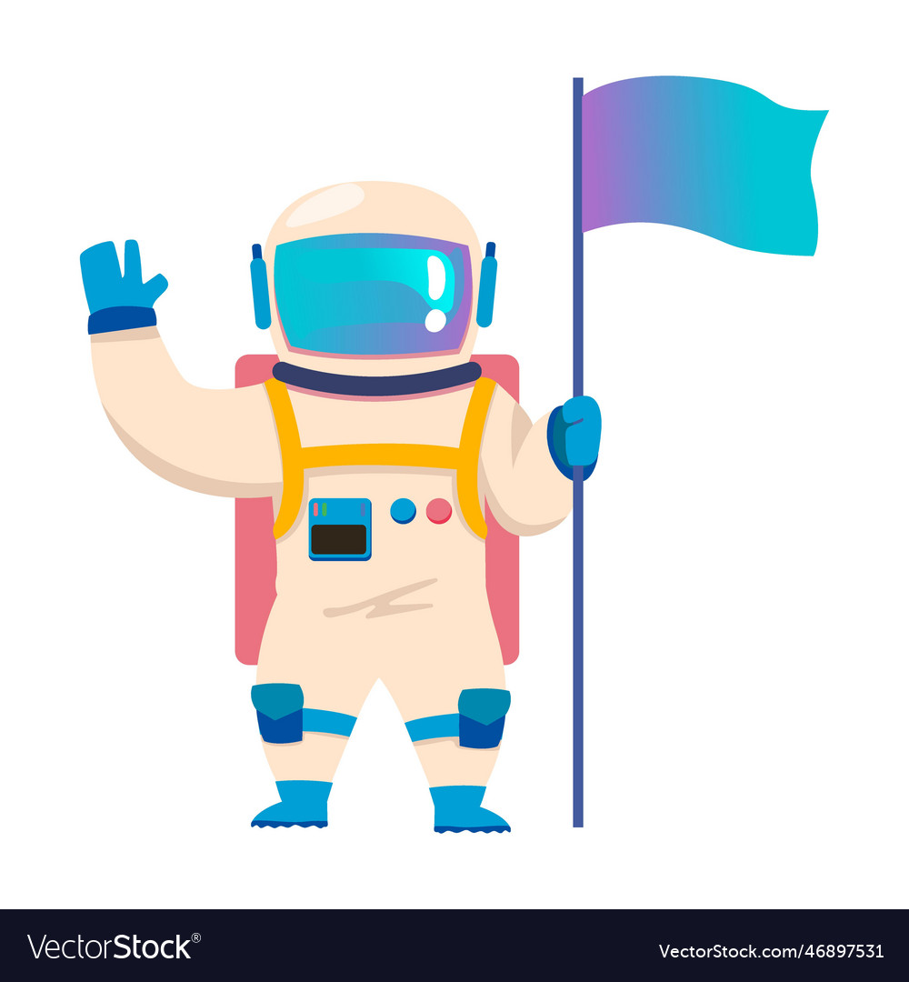 Astronaut Charakter setzen die Flagge erkunden Außen Vector Image Astronaut Charakter setzen die Flagge erkunden Außen
