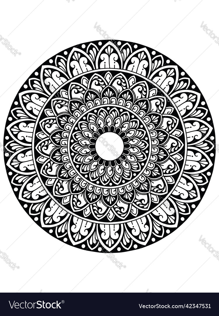 Circular pattern in form of mandala with flower