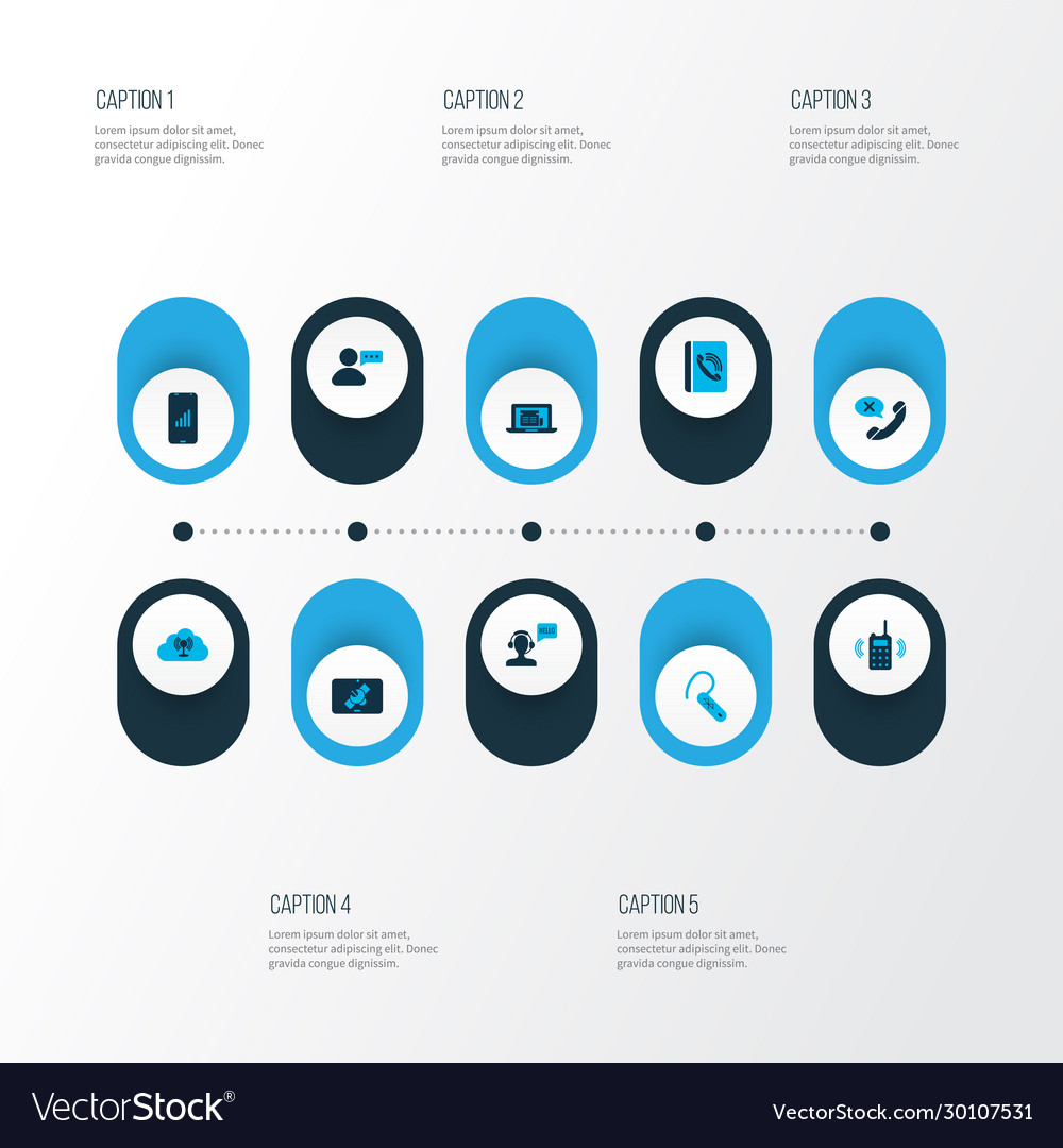 Connection icons colored set with cancel call vector image Connection icons colored set with cancel call