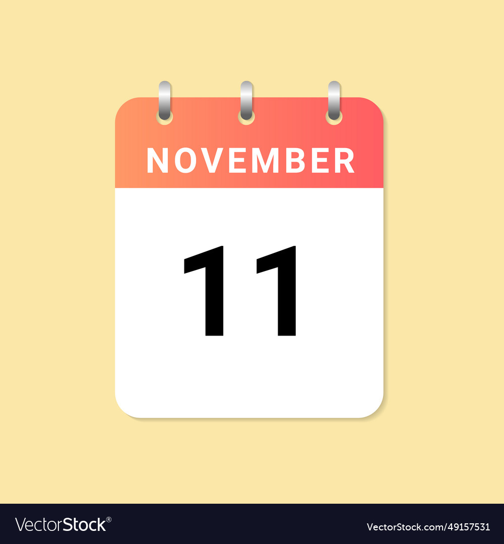 Daily calendar 11th of november month on white Vector Image