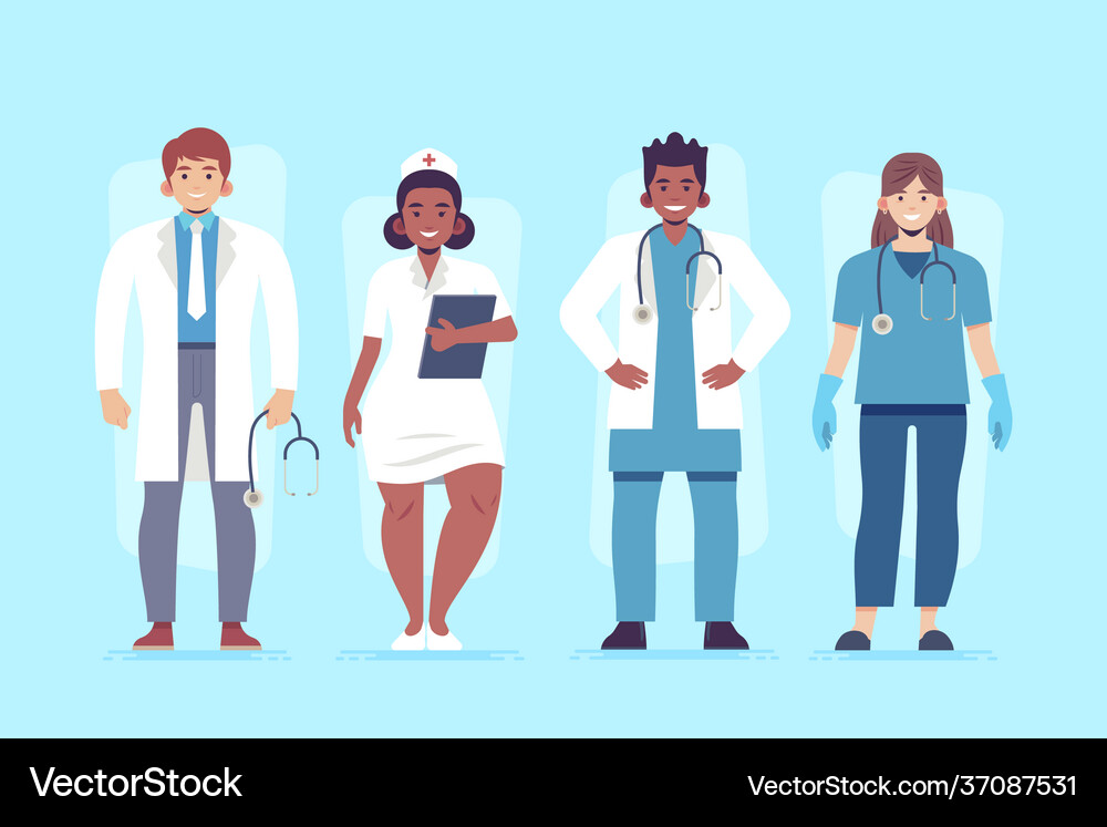 Flat doctors and nurses Royalty Free Vector Image