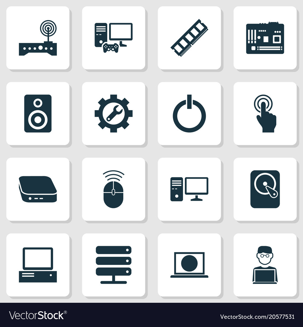 Gadget icons set with touchscreen control device