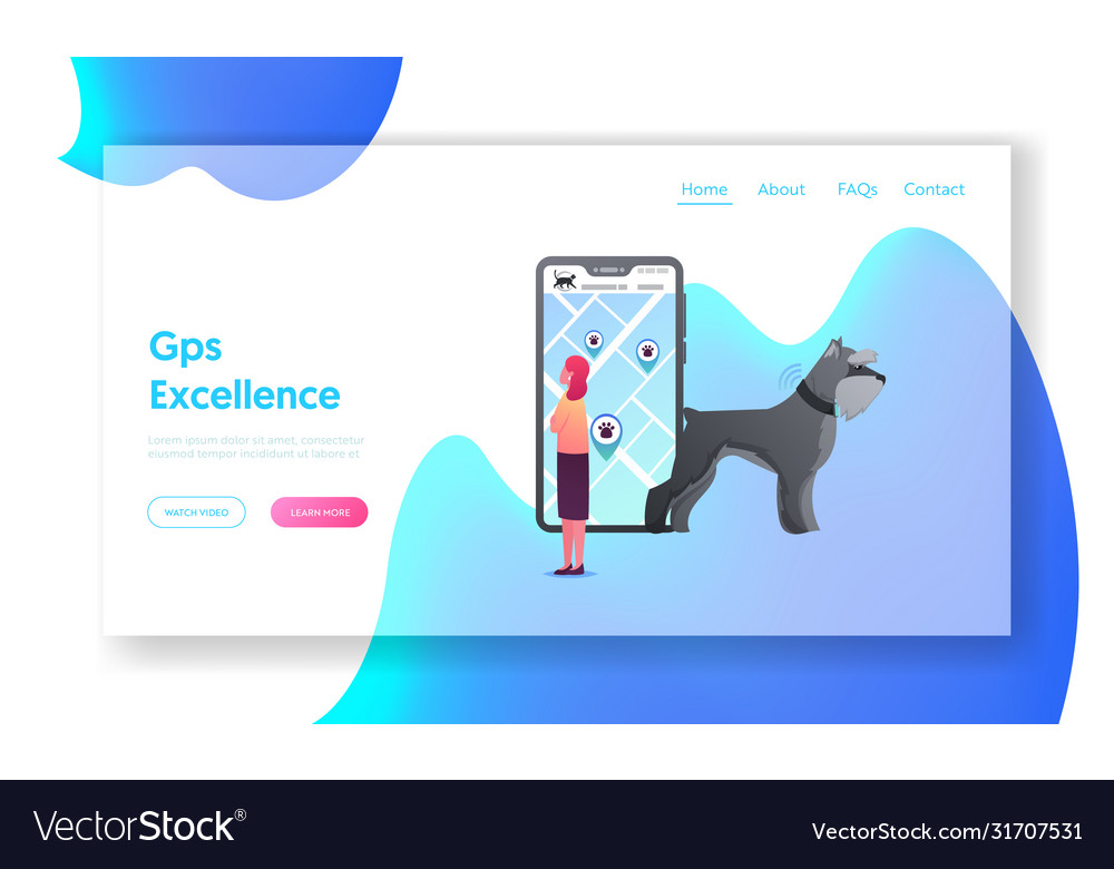 Gps navigation app for pets landing page template