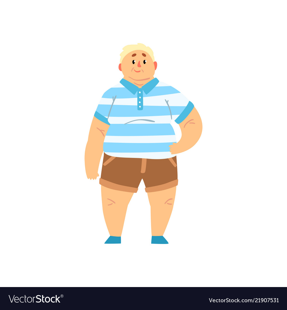 Handsome overweight man wearing shorts and striped