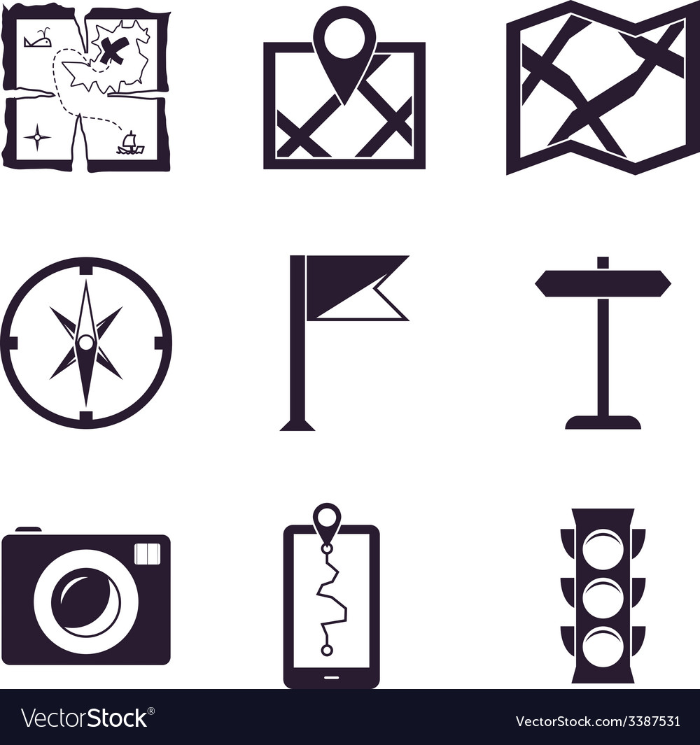 Map and location icons set