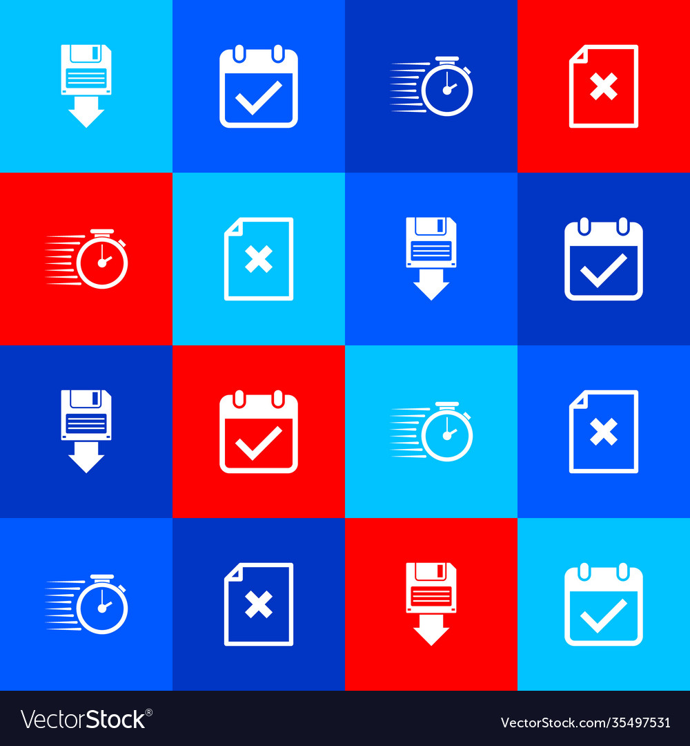 Set floppy disk backup calendar with check mark Vector Image Set floppy disk backup calendar with check mark