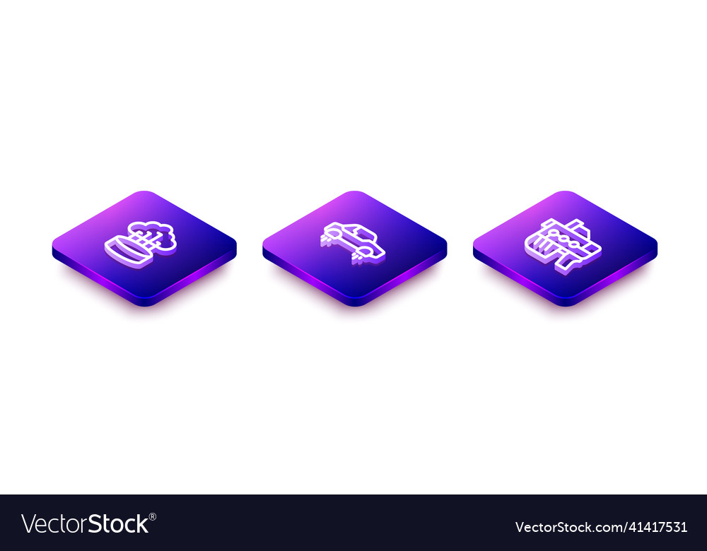 Set isometric line network cloud connection vector image Set isometric line network cloud connection