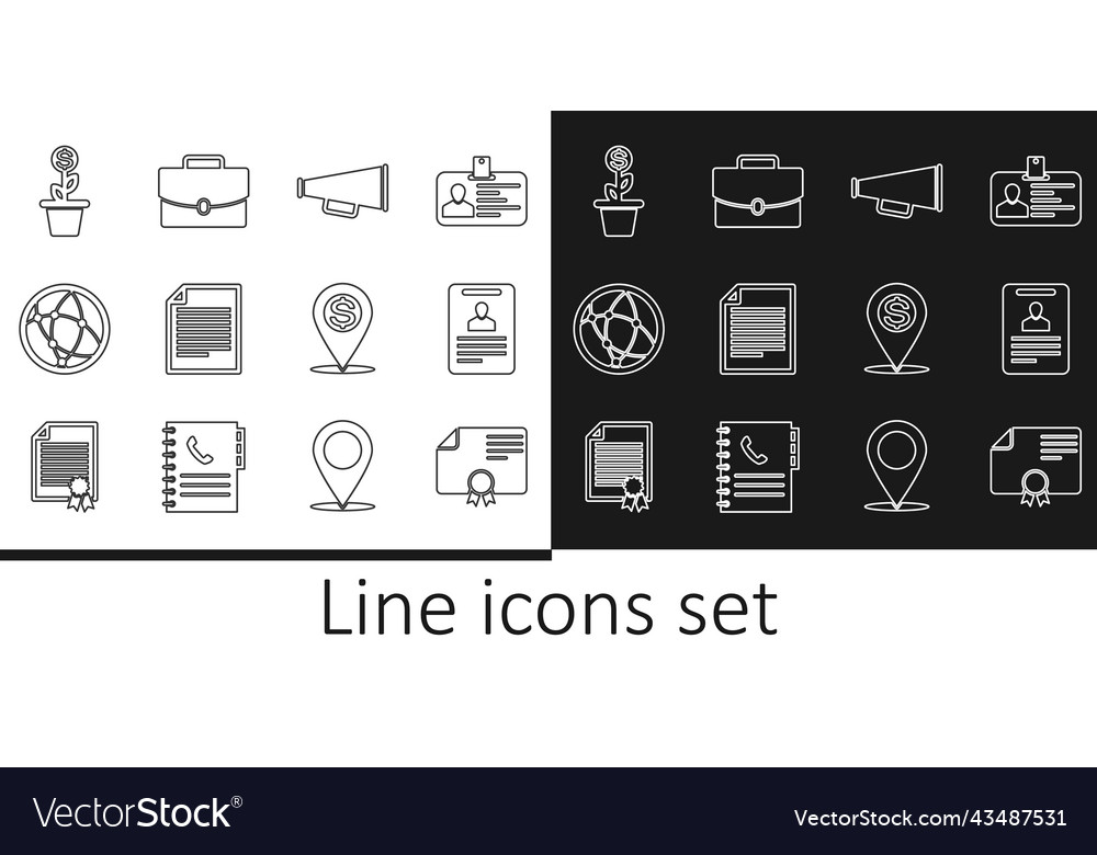 Set line certificate template identification vector image Set line certificate template identification