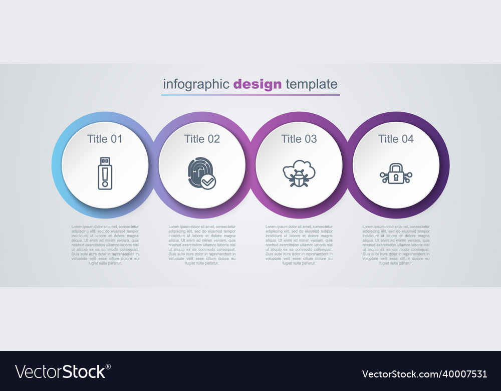 Set line usb flash drive fingerprint system bug vector image Set line usb flash drive fingerprint system bug