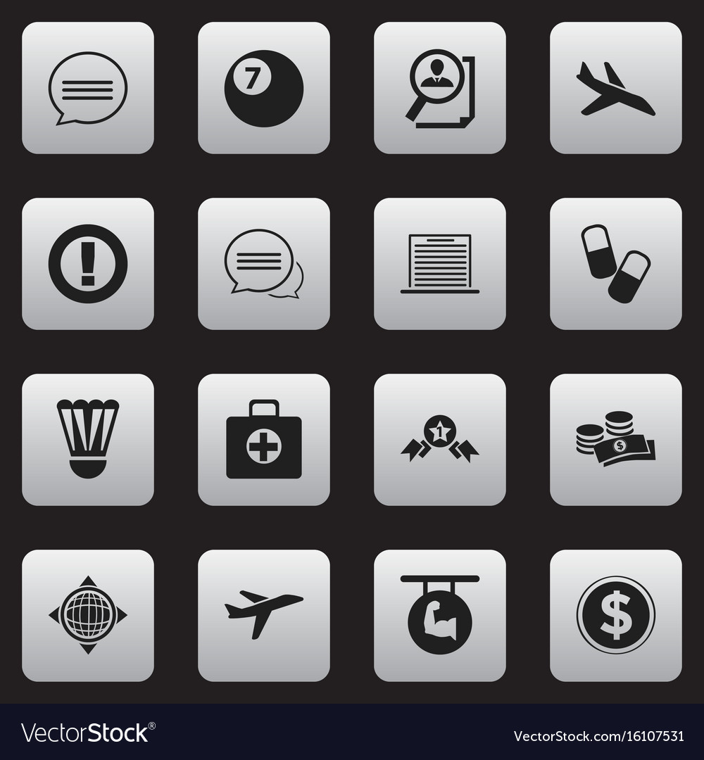 Set of 16 editable mixed icons includes symbols