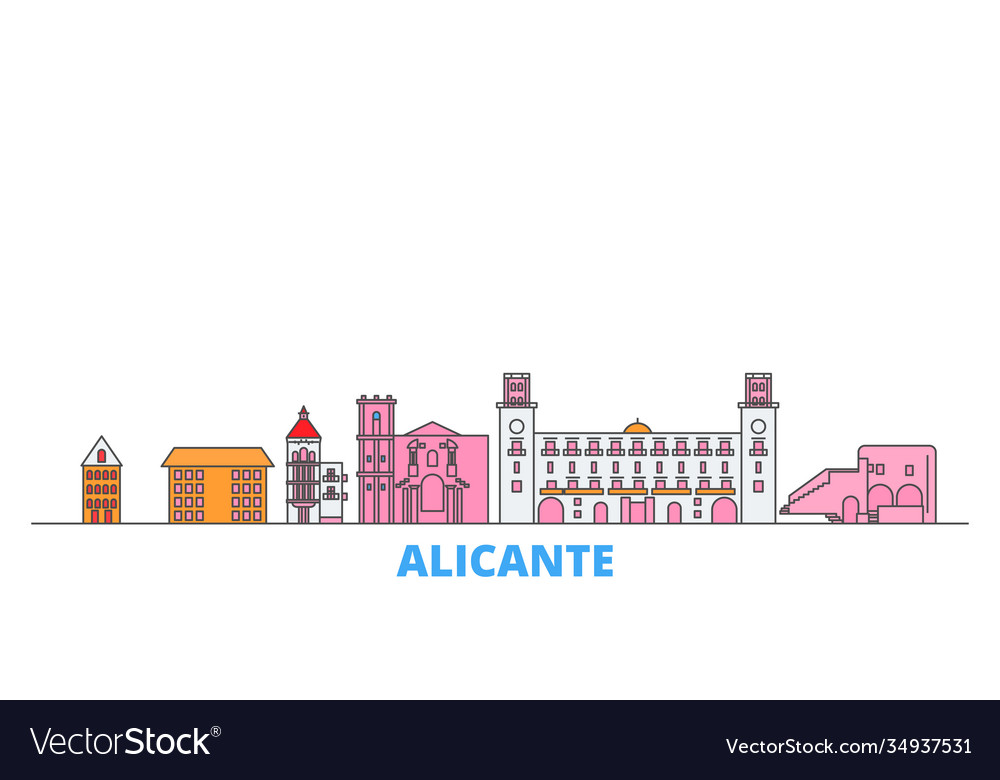 Spain alicante line cityscape flat