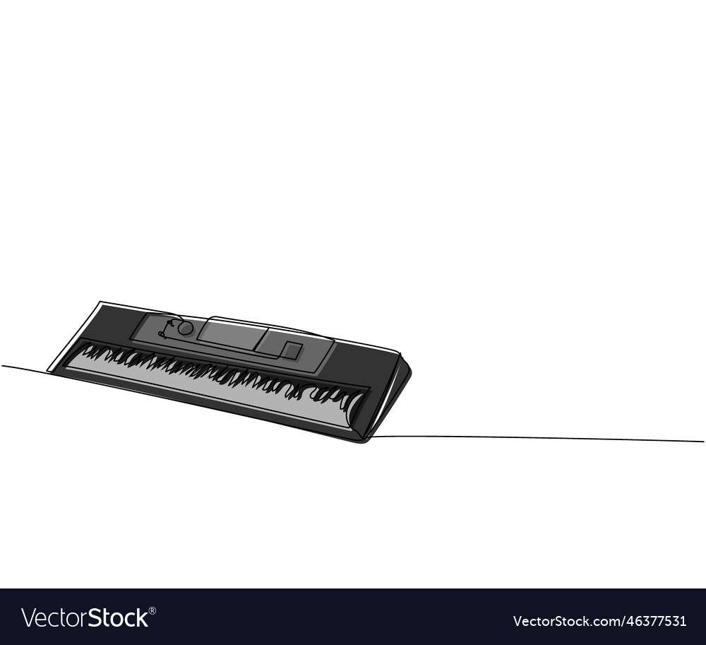 Synthesizer keyboard one line color art vector image Synthesizer keyboard one line color art