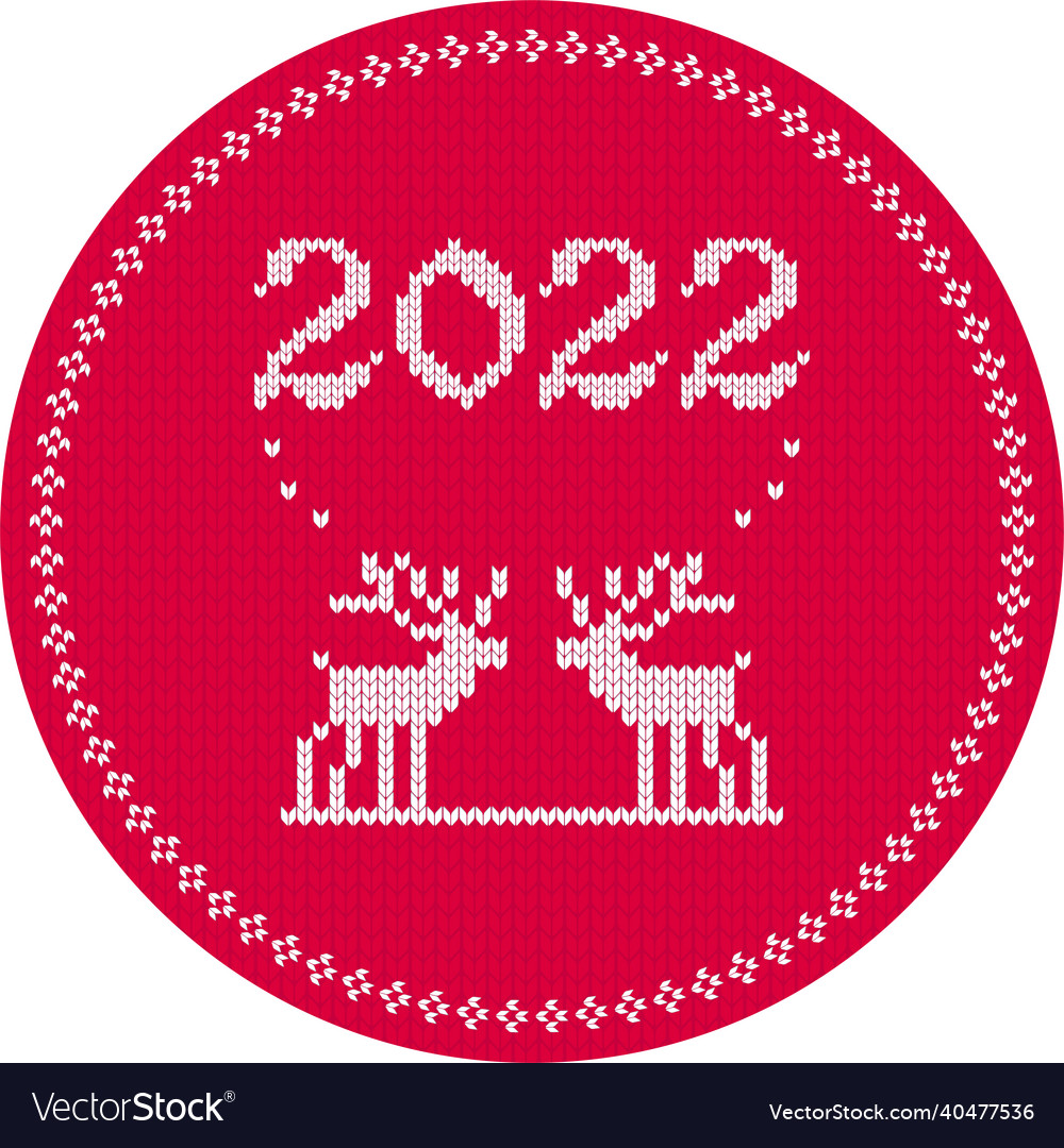 2022 red knitted pattern reindeer round calendar