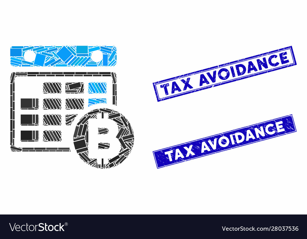 Bitcoin calendar mosaic and grunge rectangle stamp