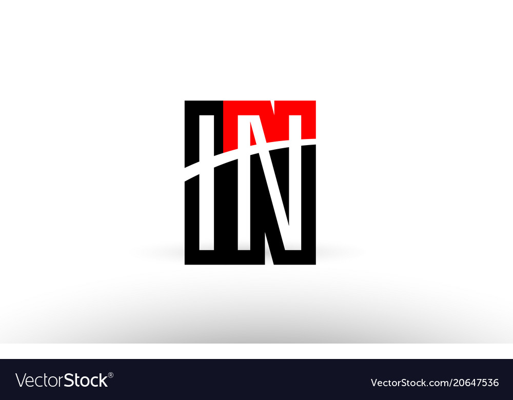 Black white alphabet letter in i n logo icon Vector Image