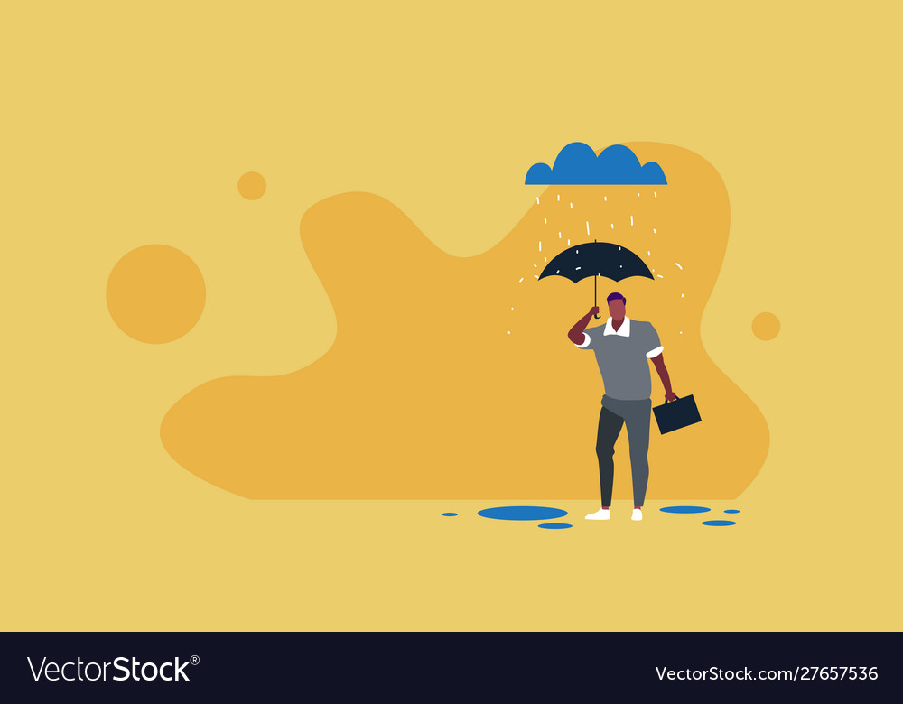 Businessman Holding Umbrella Protection Security Vector Image