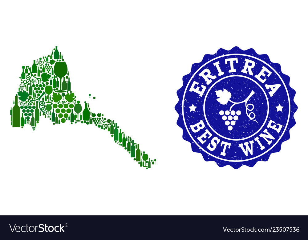 Collage of grape wine map eritrea and best vector image Collage of grape wine map eritrea and best