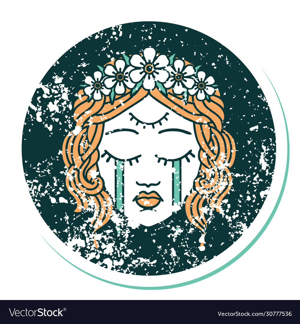 Distressed sticker tattoo style icon female