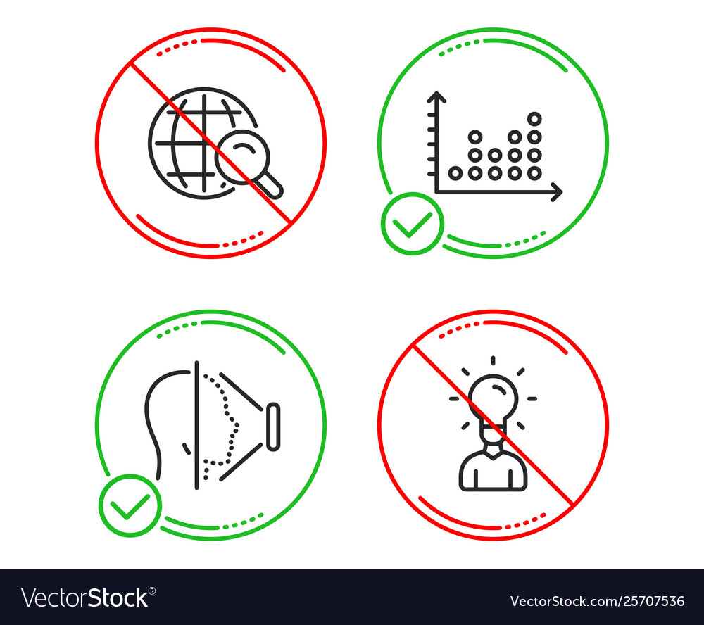 Dot plot face id and internet search icons set vector image Dot plot face id and internet search icons set