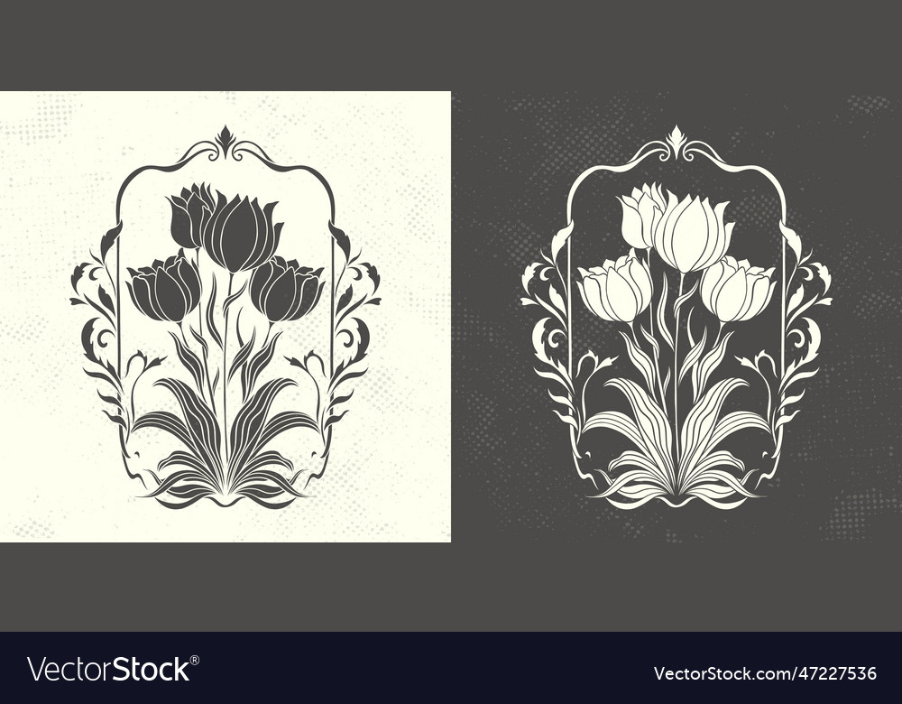 Frame with a tulip in the style of art nouveau vector image Frame with a tulip in the style of art nouveau
