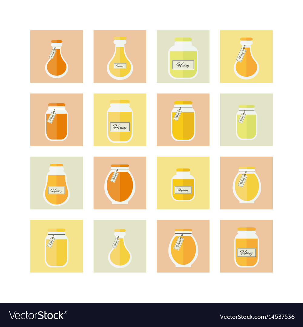 Honey jars icons set