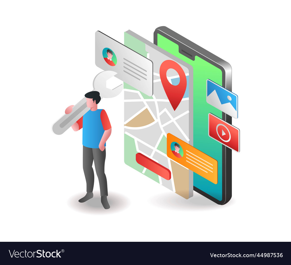 Isometric Map App Concept