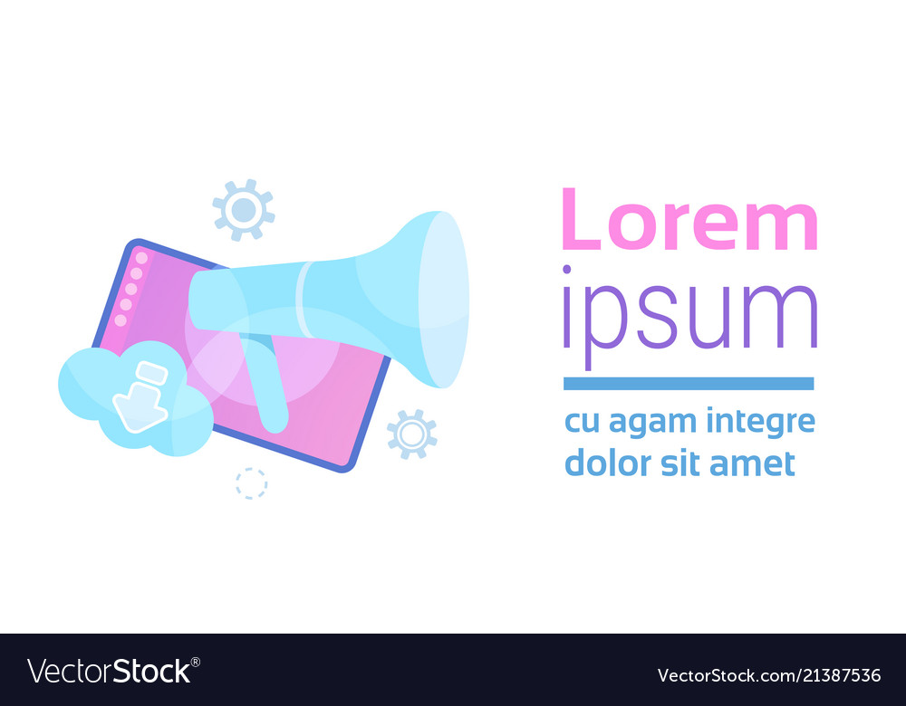 Mobile synchronization cloud application megaphone Vector Image Mobile synchronization cloud application megaphone