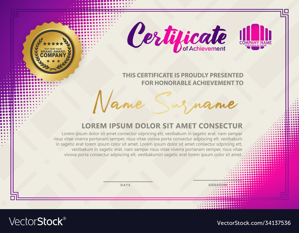 Modern certificate template with diagonal