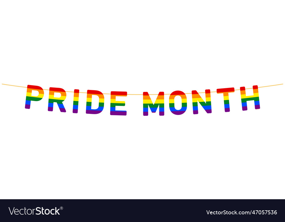 Pride month banner colorful garland rainbow