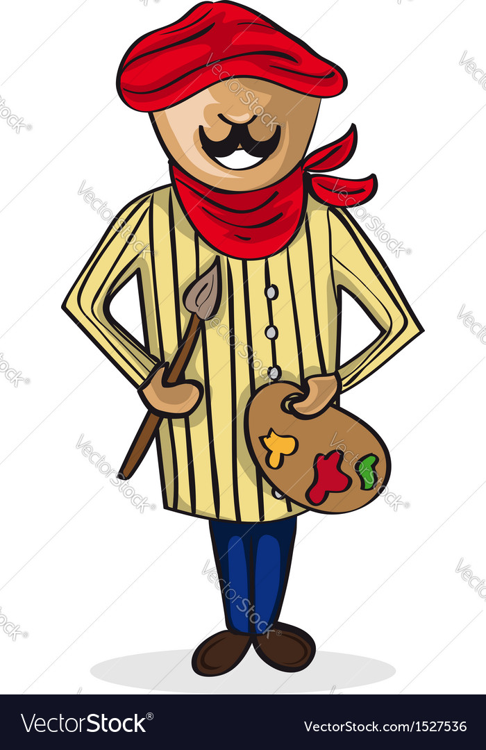 Profession painter artist man cartoon figure Vector Image Profession painter artist man cartoon figure Vector Image