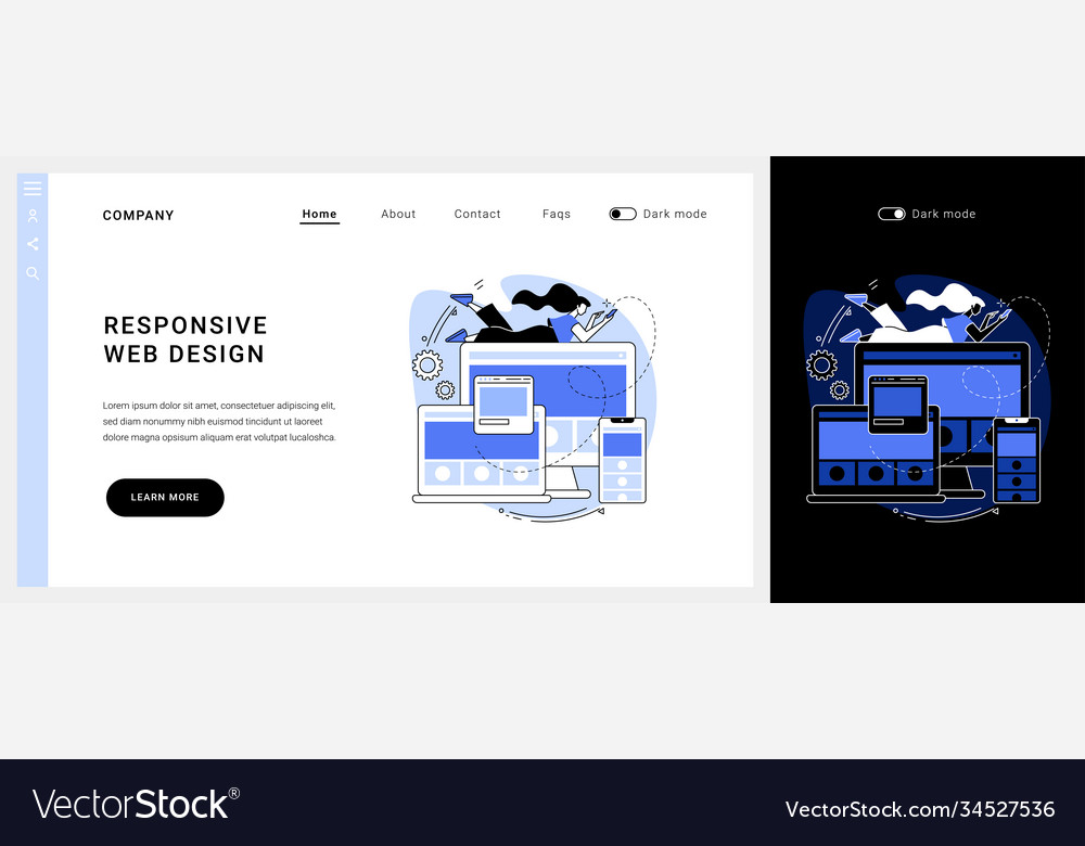 Responsive web design concept landing page vector image Responsive web design concept landing page