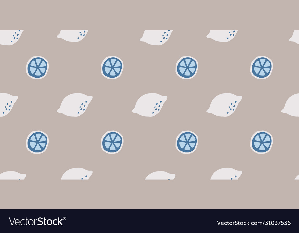 Seamless neutral lemon slice pattern