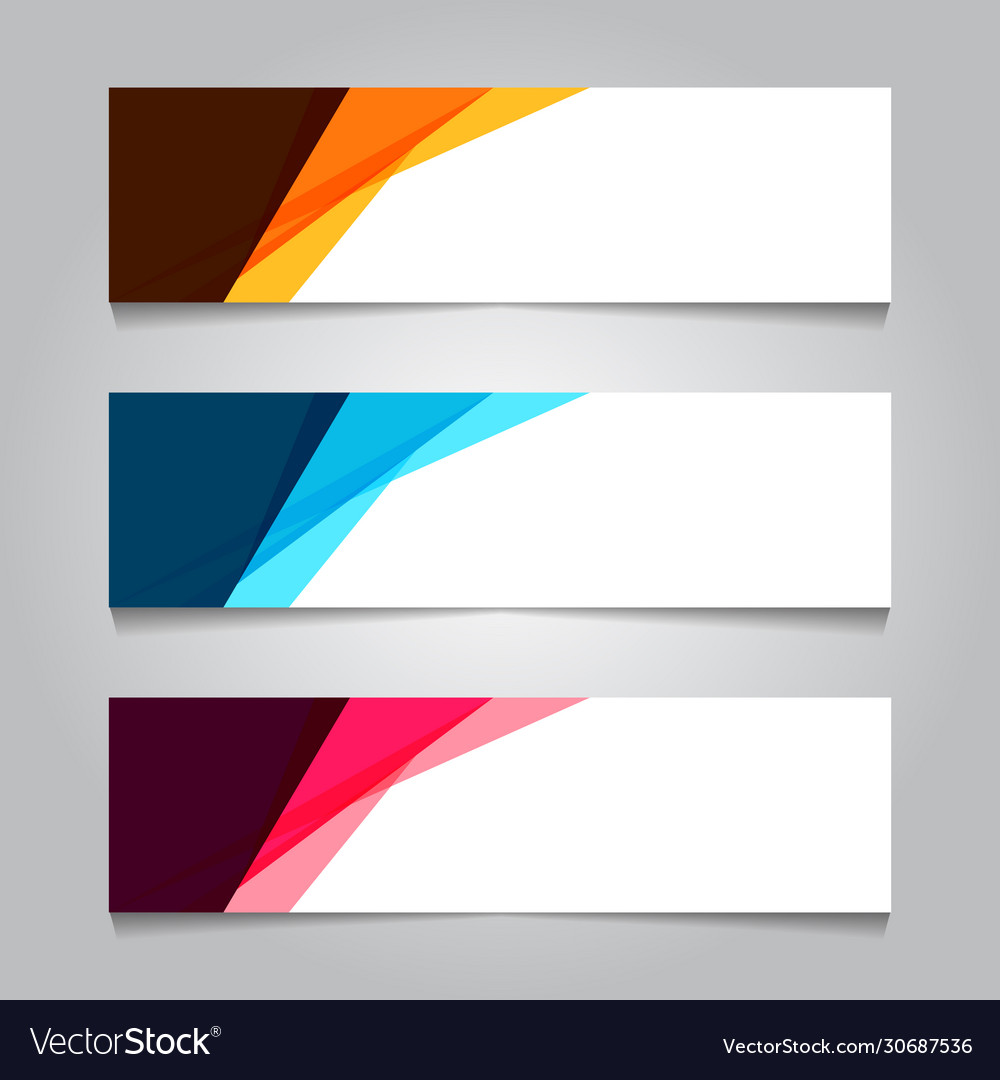 Set abstract design trendy web banner template vector image Set abstract design trendy web banner template