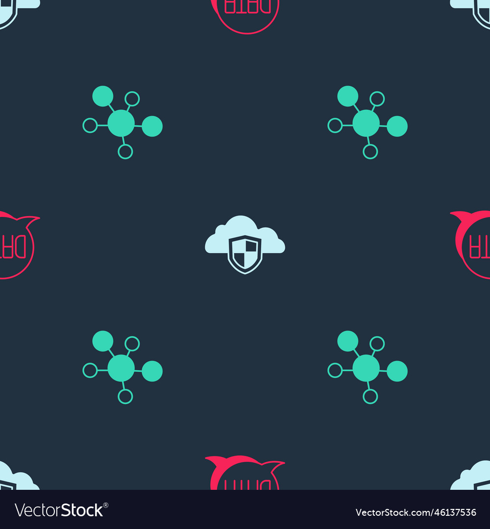 Set data analysis cloud and shield mind map