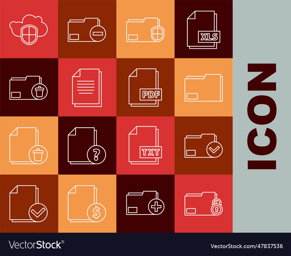 Set line folder and lock document check Vector Image Set line folder and lock document check