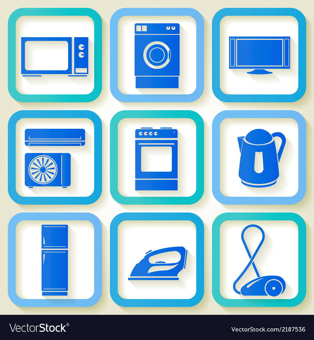 Set of 9 retro icons domestic appliances